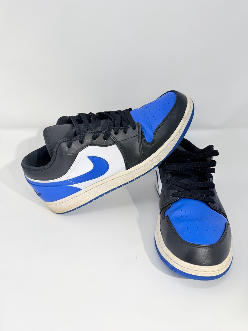 Nike Air Jordan 1 Low-Top Sneakers in Black, White & Royal Blue